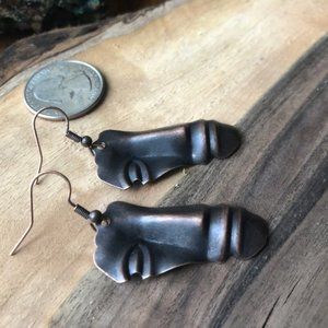 Unique, Lightweight Bronze Face Earrings
